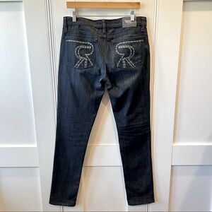 Rock & Republic Berlin Rhinestone Jeans in Attraction Wash Midrise Skinny Sz 29